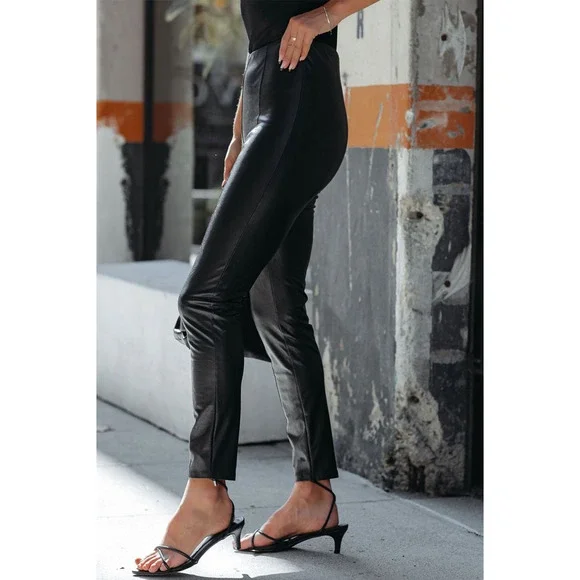 Ankle Length Seamed High Waist Skinny Fit Pants - Picture 3 of 11